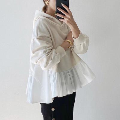 China None None Sell 2021 Spring And Autumn Wholesale Korean Women's Sweater Casual Loose Quilting Pleated Fleece Hoodie Plus Long Sleeve for sale