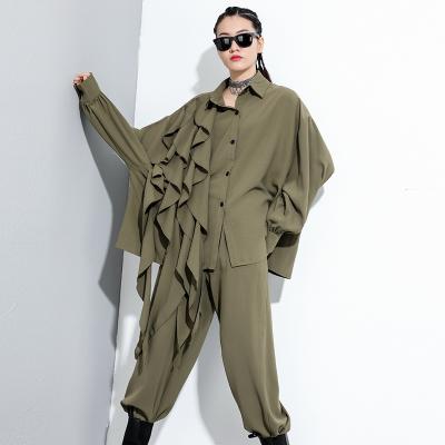 China The Other Other 2022 New Arrival Solid Color Casual Loose Autumn Wide Leg Pants Two-Piece Set Women's Two-Piece Set Clothing for sale