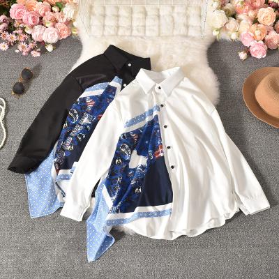 China Wholesale Viable Viable 2020 Spring and Autumn Ladies Shirt New Irregular Loose Casual Fashion Button Street Design Ladies Print Shirt for sale