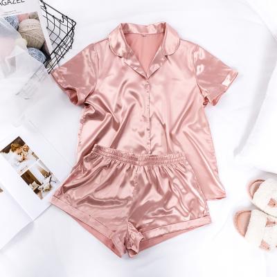 China 2021 New European fashion summer solid casual women's sleepwear QUICK-DRY color short-sleeved boutique short-sleeved sleepwear for sale