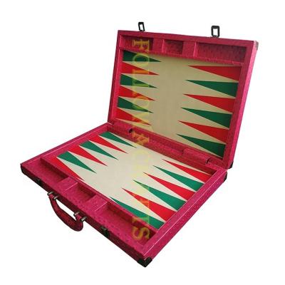 China PU/Genuine leather & velvet & MDF Custom Leather Backgammon Set Luxury Professional Backgammon Boards Travel Back Pork Quarter Roll Up Tavla Envio Free for sale