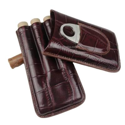 China Portable Luxury Custom Cigar Tube Case PU Leather Cigar Carry Case Portable Travel Cigar Holder Suitcase for sale