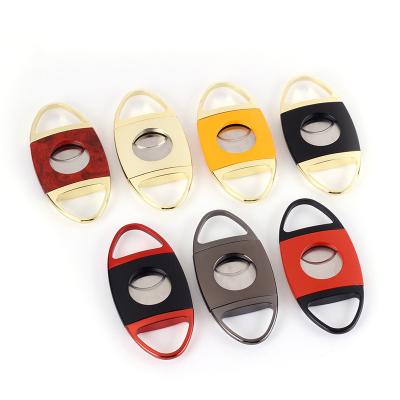 China Cigar Cutter Custom Luxury Zinc Alloy Portable High End Luminous Cigar Cutter Color Metal Cigar Scissors for sale