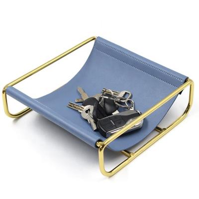 China Custom Leather Metal Frame PU Leather Folding Tray Folding Tray Desk Organizer for Hotel for sale