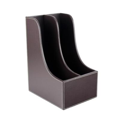 China PU leather & 2/3/4 Compartment MDF Leather Office Magazine Folder Holders Organizer Shelf Desk Office Supplies for sale