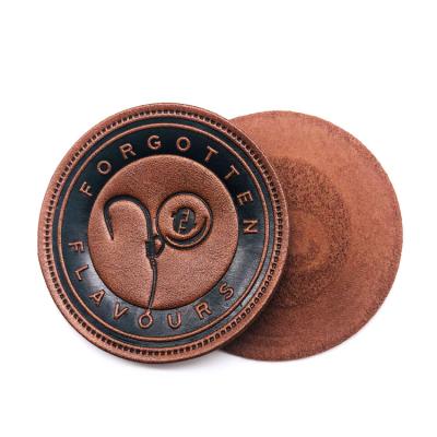 China Leather Patch Logo Custom Round Leather Viable Hat Patch For Jeans for sale