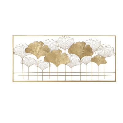 China Modern Luxury Modern Wall Art Decoration With Frame For Ginkgo Leaf Design Hotel Decoration Home Accessories Metal Factory Price Interior Decorations for sale