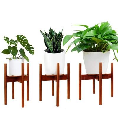 China European Style Plant Modern Hot Selling Wooden Stand With Tray Bamboo Flower Pot Holder Round Home Decor Indoor Outdoor for sale