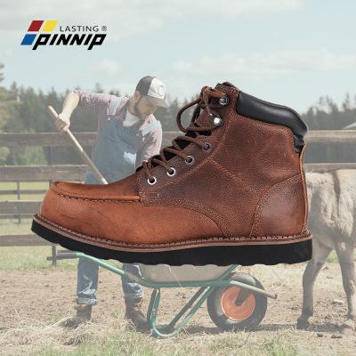 China Fashion Trend PINNIP Pangolin Safety Boots for Men Work Lightweight Footwear Cow Leather Martin Shoes Men for sale