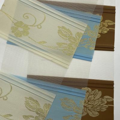 China Jacquard Double Ply Gold Flower Jacquard Roller Shade Fabric 100%Polyester Zebra Lampshade à venda