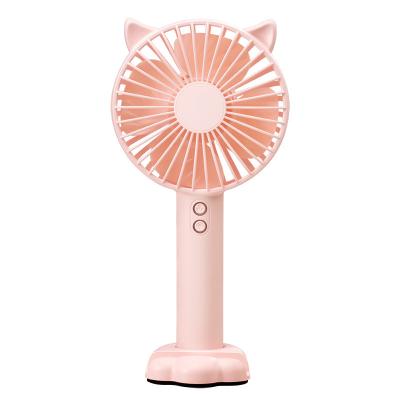 China Modern Handheld Electronic Cat Shaped Mini USB Fan With Led Light And Phone Holder N10 Fan for sale