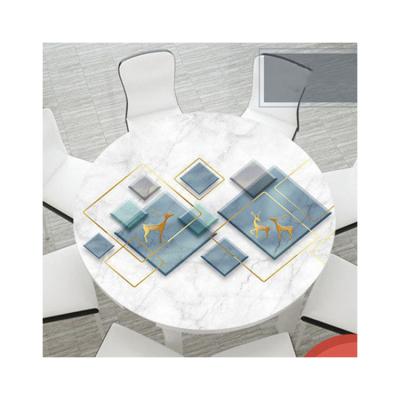 China Hot sale round table top clear plastic cover 80*130CM waterproof printed PVC tablecloth for home for sale