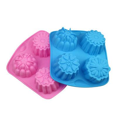 China Viable Creative Silicone 4 Flower Shaped Cake Mold Mooncake Mold DIY Soap Tool for sale