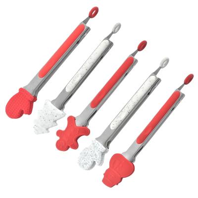 China Viable Outdoor Picnic Barbecue Tongs New Christmas Style100% Food Grade Silicone Food Tongs Non-Stick Kitchen Tongs for sale