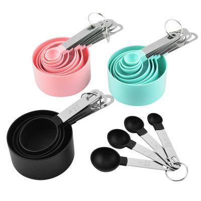 China Custom Viable 8piece Stainless Steel Multicolor Plastic Measuring Cups And Dosers for sale