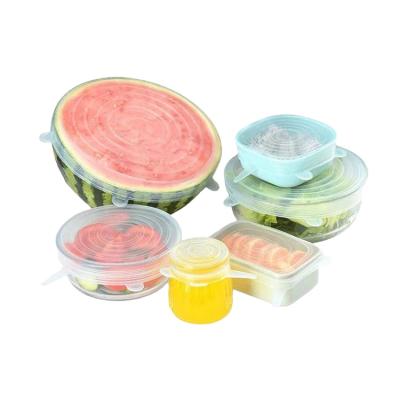 China 6pcs Pure Silicone Cover Fresh-Keeping Non-Spill Tightness Good Stretch Lid Silicone Heat Resistant Food Covers Multifunctional Freshness for sale