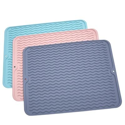 China New Viable Silicone Draining Mat Kitchen Draining Placemat Thickening Heat Insulation Pad for sale