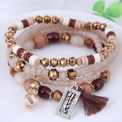 China BOHEMIA European Multilayer Bohemian Tassels Romantic Crystal Beaded Bracelet For Women Bracelet for sale