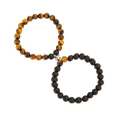 China Fashion/Roman Couples Bracelet Magnet Attracting Tiger's Eye Stone Beads Bracelet Jewelry Wholesale Antique Silver Plated Bracelets, ZG Bracelets for sale