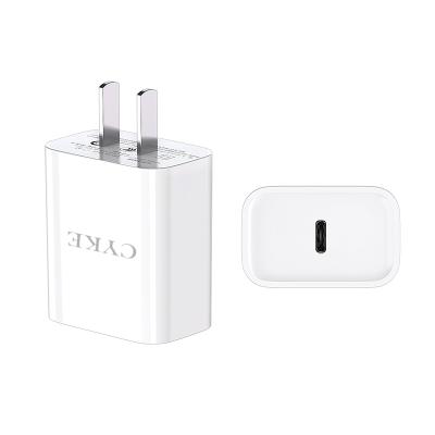 China Type C Safety Protection CYKE PD 20w Wall Charger Mobile Phone Fast Charger Plug Us For Apple iPhone for sale