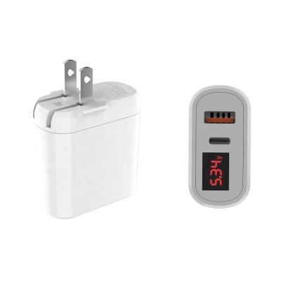 China CYKE USB57S Charger 2 Ports Qc3.0 Pd3.0 Digital Display 18w Charger Portable TypeC Palladium USB Mobile Fast Charger for sale