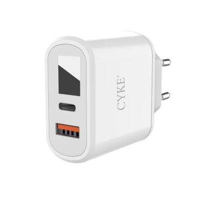 China Quick Charger CYKE 18w Type Mobile Phone Quick Charging USB C Power Adapter QC 3.0 Wall Charger PD Charger With Cable For Phone 12 for sale