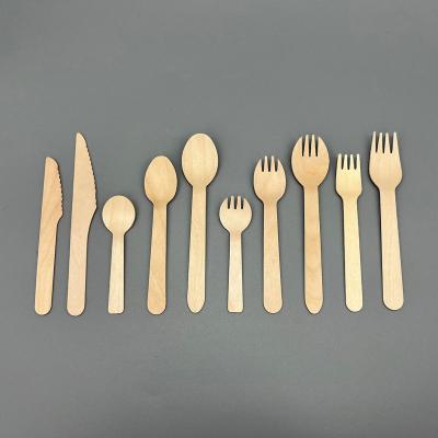 China Birch wood spoon/sustainable biodegradable bulk forks/disposable wooden cutlery set of knives for sale