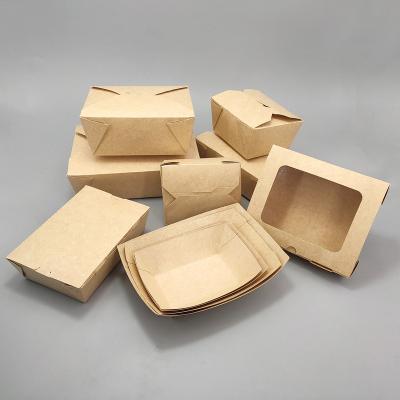 China Kraft Brown Disposable Paper Food To Go Disposable Recyclable Box Cardboard Lunch Box For Restaurant for sale