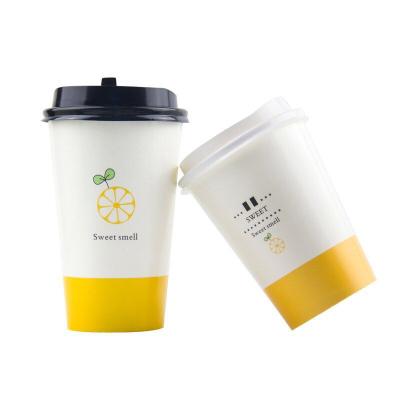 China Recyclable Disposable Paper Cups Hot And Cold Drink Cups Milk Tea Soy Milk Coffee Mugs With LIDS for sale