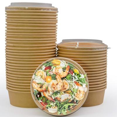 China PLA Liner Classic Disposable Wrapping Paper Bowl With Lid Fruit Salad Bowl Lids Food Wrapping Containers Paper Gifts for sale