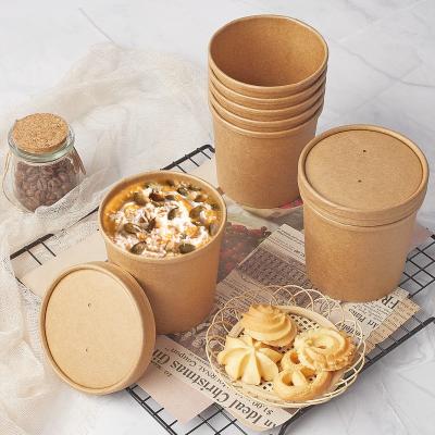 China PLA Paper Cup Paper Cup Container Wrapping Paper Biodegradable Compostable Disposable Soup Bowl With Lid for sale