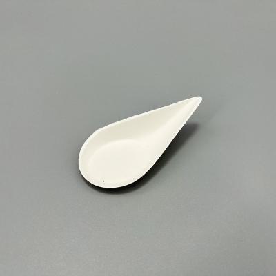 China White Disposable Tasting Drop Teardrop Spoon Mini Plates for Desserts and Appetizers Sample Biodegradable Sugar Cane Serving Paper for sale