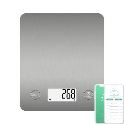 China With Scale Tray Stainless Steel Food Measures Largest Food Digit Electronic Food Kitchen Scale With Free App for sale