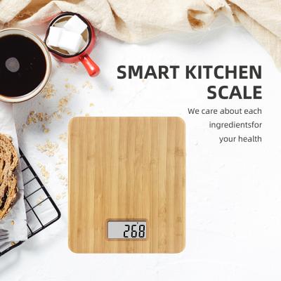 China Promotional Hot Sale Bamboo Kitchen Scale Super Slim Food Low Price Electronic Kitchen Scale for sale