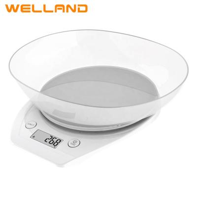 China WITH LID Multifunctional Digital Food Weighing Kitchen Scale ABS Gray Weighing Kitchen Food Digital Scale With Bowl for sale