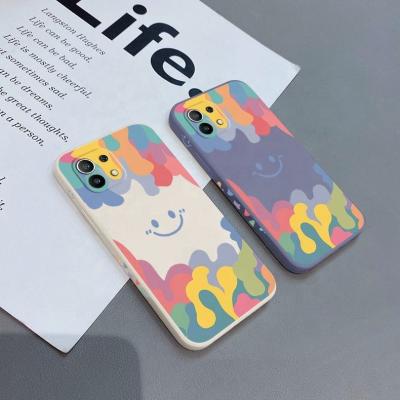 China Newest fashion smile side print silicone phone case 5G diy soft shockproof case For13 12 pro Mobile Case Funda Coque for sale