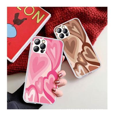 China Wholesale Transparent Coffee Shockproof Heart Love Latte Cell Phone Cases For 13 11 12 mini pro XS 8 7 6 6S plus XSE 2020 XR phone funda for sale