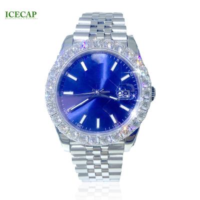 China Luxury Icecap Moissanite Watches Waterproof Mechanical Moissanite Jewelry Iced Out Classic Hip Hop Tester Diamond Brand Crossover Custom Watch for sale