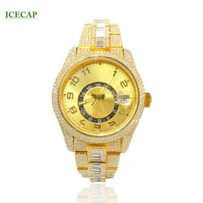 China Luxury Waterproof Mechanical Diamond Icecap Moissanite Jewelry Watches Iced Out Classic Hip Hops Diamond Tester Custom Brand Pass Watch for sale