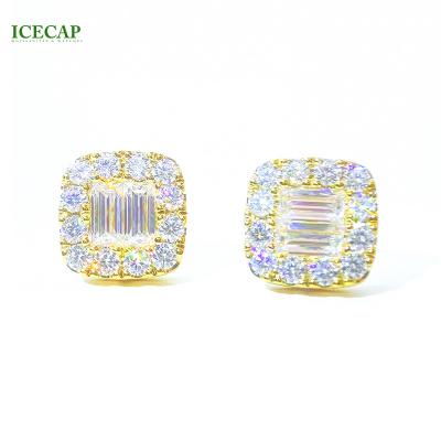 China Latest TRENDY Fashion Designs Moissanite Jewelry Earrings For Woman Yellow Gold Plated Party Gift Trendy Stud Earrings for sale