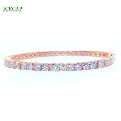 China Best Selling Hip Hop Tennis Bracelets 4mm White and Rose Gold Plated VVS Moissanite Tennis Jewelry Fashion Bracelets for sale