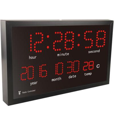 China Files Hot Sales LED Digital Radio Controlled Table Clock With Calendar And Temperature for sale