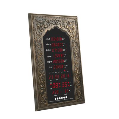 China Multi-Functional Digital Remote Control Wall Clock AZAN Automatic Muslim Digital Islamic Time Prayer Mosque Voice Clock of the World for sale