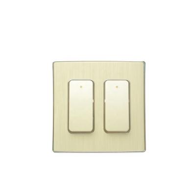 China Fireproofing+brushed PC Gold Tuya 2 Band EU UK WiFi Smart Home Wall Switch Using Metal Panel with Master Button Work with Alexa and Google for sale