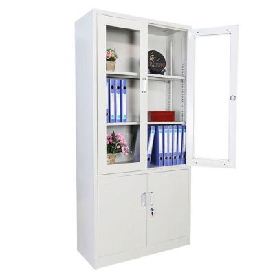 China Glass-frame Adjustable Cabinet Furniture Office Door Metal Glass Storage Cabinet/Steel Cabinet for sale