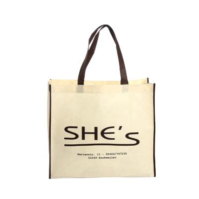 China Custom Brand Promotional Logo Handled Fashionable Non Woven Shopping Bag for sale