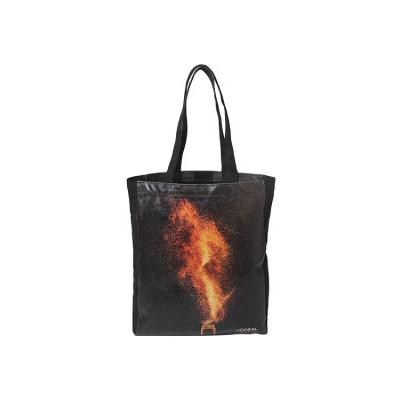 China Custom Reusable Eco Handled Canvas Shopping Bag Printed Black Cotton Tote Bags for sale