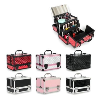 China Durable ready stock bestseller with professional aluminum mirror and trays beauty cosmetics makeup train case from Winxtan Foshan, China for sale