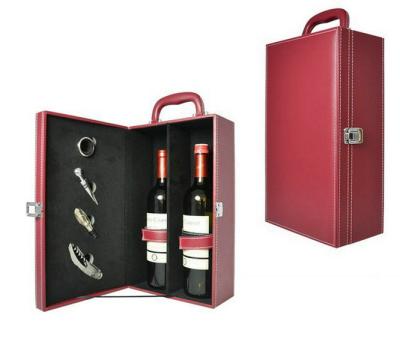 China Winxtan Foshan China Wine Case 2 Bottle Wine Bottle Packag Luxury Leather Box Handmade New Arrival With Accessaries for sale