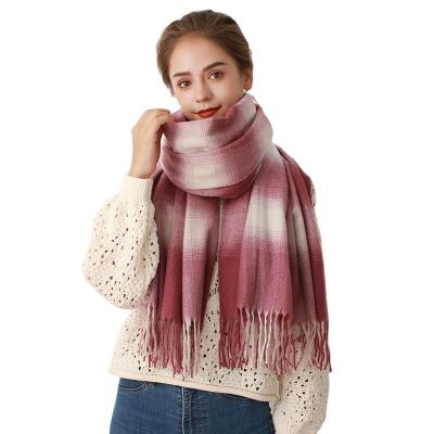 China New Fashion Long Shawl Grid Winter Warm Luxury Scarf Winter Scarves For Women Winter Elegant Pashmina for sale